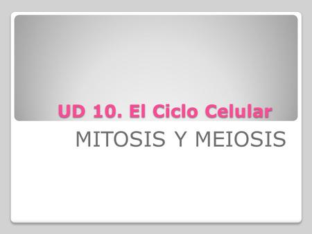 UD 10. El Ciclo Celular MITOSIS Y MEIOSIS.